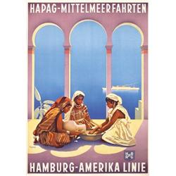371 ORIGINAL Hamburg America Line Travel Poster 1930s Plakat