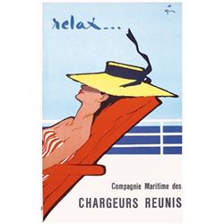 372 ORIGINAL Relax Travel Steamship Poster 1950s/1960s Gruau