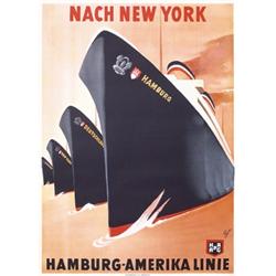 377 ORIGINAL ART DECO Steamship Poster Hamburg 1930s Plakat