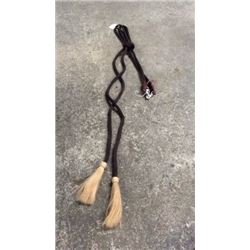 Brown Nylon Split Rein W/horse Hair Tassels-new