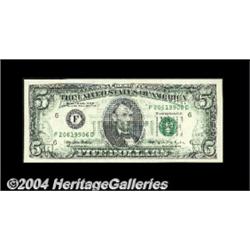 Fr. 1970-E $5 1995 Federal Reserve Note. Gem
