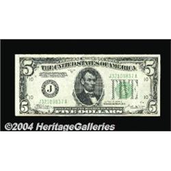 Fr. 1958-J $5 1934-B Federal Reserve Note. Gem