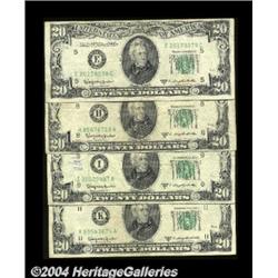 A Quartet of 1950D $20s.Fr. 2063-E $20 1950D