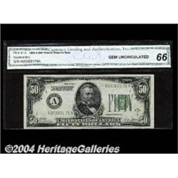 Fr. 2101-A $50 1928A Federal Reserve Note. CGA