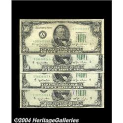 Four 1950 $50 Federal Reserve Notes.Fr. 2107-A