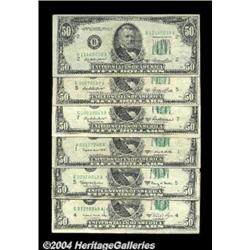 Six Different Hard-to-Find $50 Feds.Fr. 2108-B