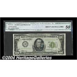 Fr. 2201-H $500 1934 Light Green Seal Federal