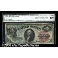 Fr. 18 $1 1869 Legal Tender CGA Gem New 66. A