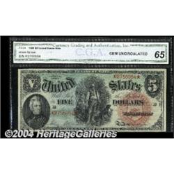 Fr. 64 $5 1869 Legal Tender CGA Gem New 65.