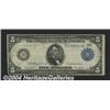 Image 1 : Fr. 855b $5 1914 Federal Reserve Note Fine.