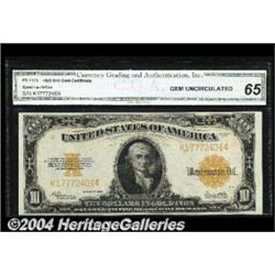 Fr. 1173 $10 1922 Gold Certificate CGA Gem New