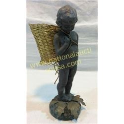 Small Cherub Bronze With Basket