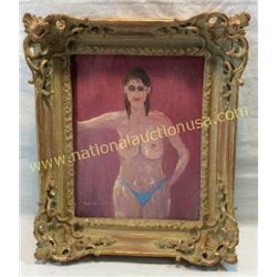 Original Oil Of Topless Lady By Tom Waugh