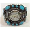 Image 1 : Silver And Turquoise Watch Cuff 1940's