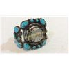 Image 2 : Silver And Turquoise Watch Cuff 1940's
