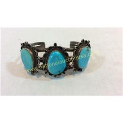 Silver And Turquoise Cuff 1950's Signed
