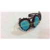 Image 2 : Silver And Turquoise Cuff 1950's Signed