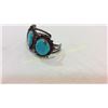 Image 3 : Silver And Turquoise Cuff 1950's Signed