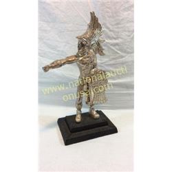 Silver Mexican Warrior Statue. Signed