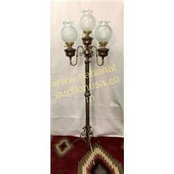 Victorian 4 Light Brass Floor Lamp With Etched Ss