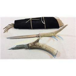 2pc Homemade Antler Knife Set