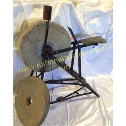 Antique Seated Sharpening Stone Wheel