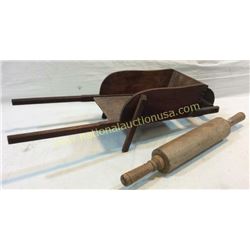 Hand Made Primitive Small Wheel Barrel And