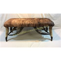 Steer Horn And Hide 4ft Bench