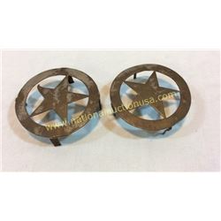 Pair Of Large Antique Star Saddle Conchos