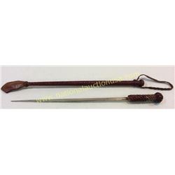 Leather Wrapped Quirt With Small Sword