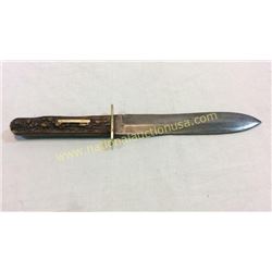 Early Spearpoint Bowie Knife Stag Handle