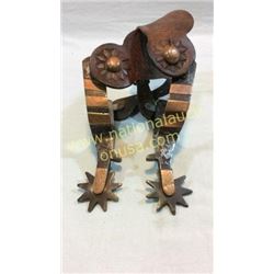 Pair Early Copper Overlay Spurs