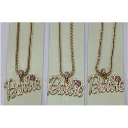 LOT OF 3 BARBIE PENDANTS ON CHAINS
