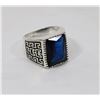 Image 1 : VINTAGE STYLE SILVER AND BLACK TONE BLUE CRYSTAL