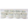 Image 1 : 8PC STONEWARE CUPS - WHITE W/ BLUE RIMS.