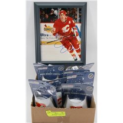 LOT OF 12 CALGARY FLAMES NIGHT LITES AND SIGNED