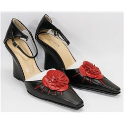 NEW BLACK & RED WEDGE HEEL SHOES SIZE 6.5