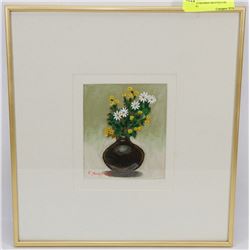 K.YOUNG FRAMED MATTED OIL PAINTING