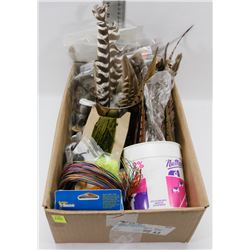 BOX OF ASSORTED LURE MAKING SUPPLIES INCLUDING