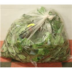 BAG OF ARTIFICIAL FOLIAGE AND SMALL WICKER WREATH