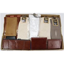 FLAT OF NEW MEN'S DRESS SOCKS & WALLETS