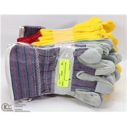 10 NEW SETS OF ASSORTED WORK GLOVES
