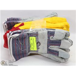 10 NEW SETS OF ASSORTED WORK GLOVES