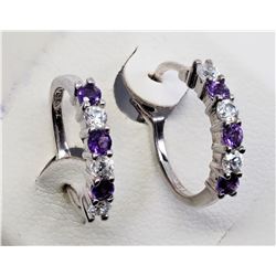 #6-STERLING SILVER AMETHYST EARRINGS