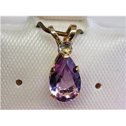 #7-10KT YELLOW GOLD GENUINE AMETHYST