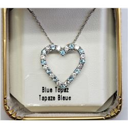 #8-STERLING SILVER BLUE TOPAZ HEART