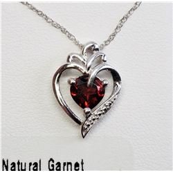 #13-STERLING SILVER NATURAL GARNET HEART