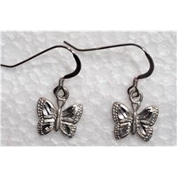 #14-STERLING SILVER BUTTERFLY PENDANT EARRINGS