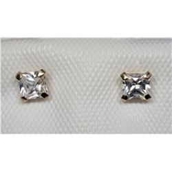 #40-14KT GOLD CUBIC ZIRCONIA STUD EARRINGS