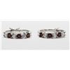 Image 1 : #48-STERLING SILVER NATURAL GARNET HOOP